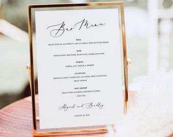 Bar Menu Template, 5x7 Elegant Script, Try Before Purchase, Editable Instant Download