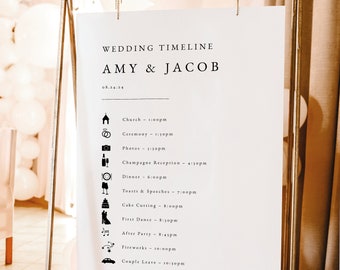 Classic Wedding Timeline Sign Template, Simple Wedding Itinerary Sign, Printable Order of Events Sign, Editable, Templett INSTANT Download