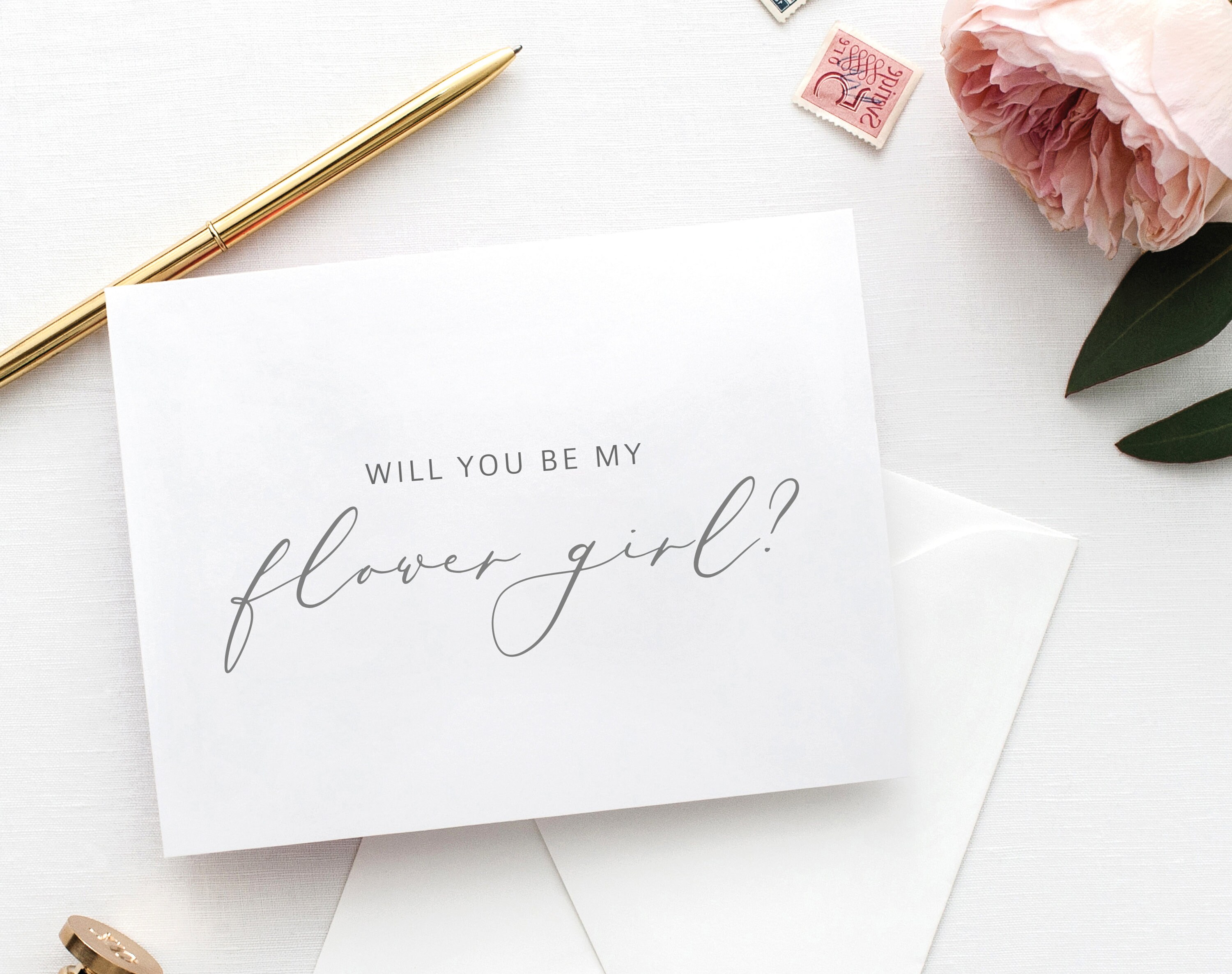 PRINTABLE Pink Flower Girl Asking Card Instant Download Will You Be My Flower Girl Card
