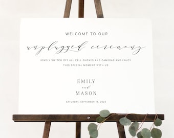 Unplugged Ceremony Sign Template, Try Before Purchase, Editable Instant Download, Formal & Elegant