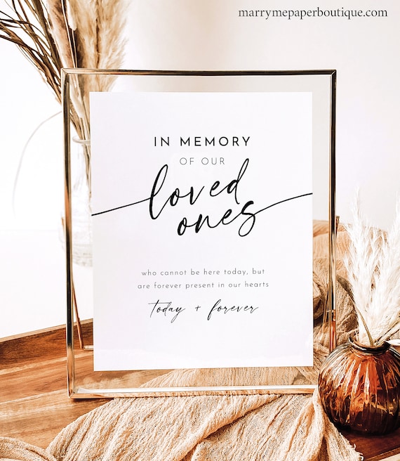 In Memory Sign Template, Minimalist Calligraphy, In Memory Sign, Editable, Modern Memorial Sign, Printable, 8x10, Templett INSTANT Download