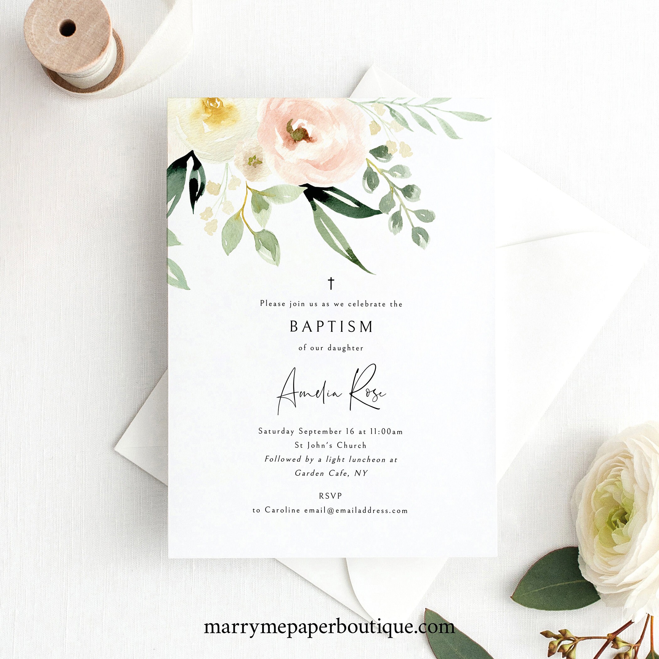 Baptism Invitation Template Printable Invite Templett | Etsy