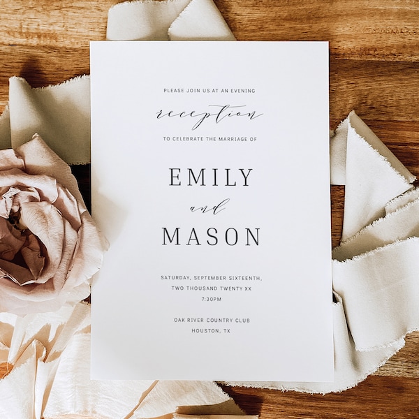 Reception Invitation Template, Editable Instant Download, Try Before Purchase, Formal & Elegant