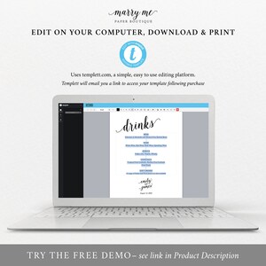 Bar Menu Template, Editable Instant Download, Modern Script, Try Before Purchase image 5