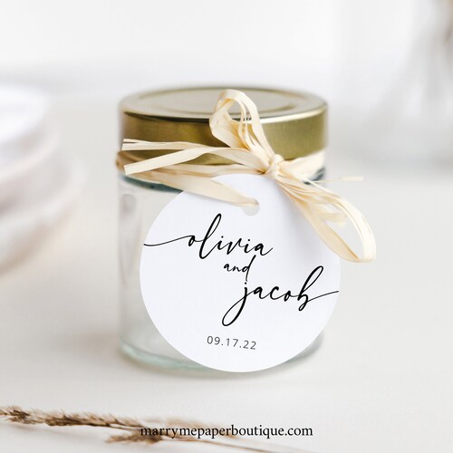 Round Favor Tag Template Modern Calligraphy Round Gift Tag - Etsy
