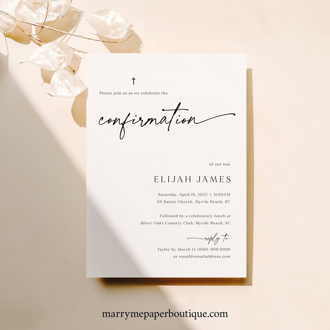 Confirmation Invitation Template, Modern &amp; Classic, Editable, Modern ...