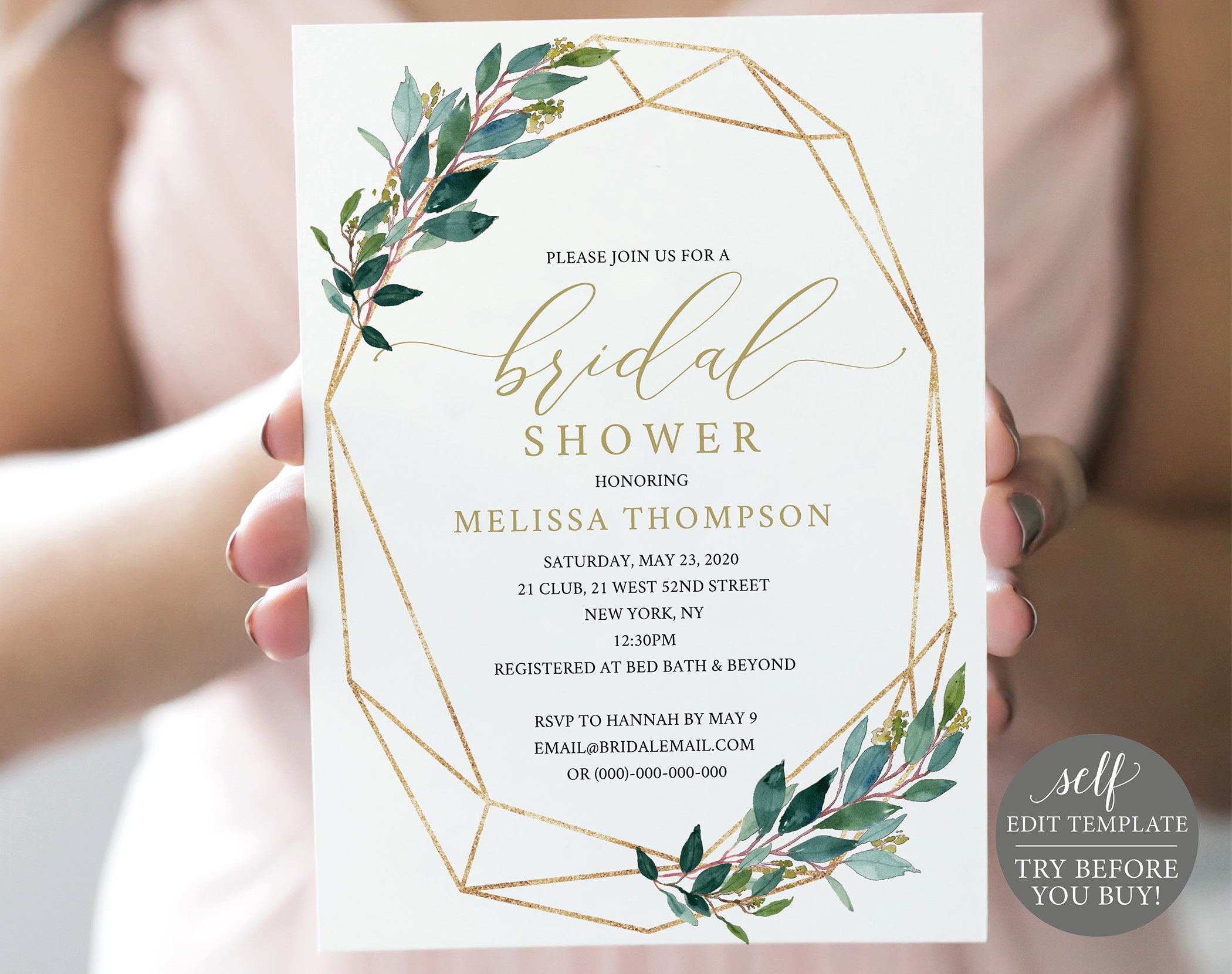 TRY BEFORE You BUY Bridal Shower Invitation Template 100% | Etsy