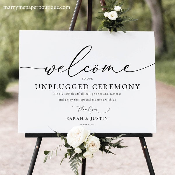 Classic Unplugged Ceremony Sign Template, Elegant Wedding Sign, Printable,  Editable, Templett, INSTANT Download
