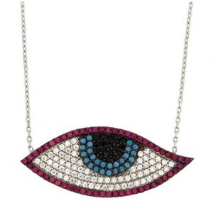 Evil eye necklace, eye necklace, zircon necklace, silver 925 necklace, evil eye zircon necklace, gift for her