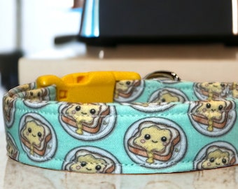 Toast dog collar, funny dog collar, food dog collar, girl dog collar, boy dog collar, handmade dog collar, custom dog collar, buttered bread