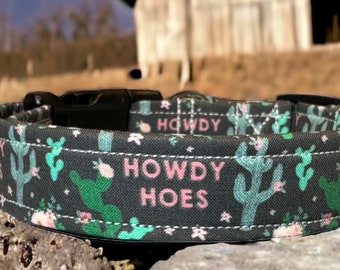 Howdy Hoes dog collar, funny dog collar, obscene, swear word dog collar, girl dog collar, washable, adjustable, quick release dog collar