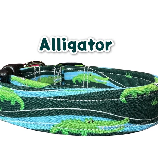 Alligator dog collar, dog collar, dog collar boy, dog collar girl, crocodile dog collar, side release collar, green dog collar, funny collar