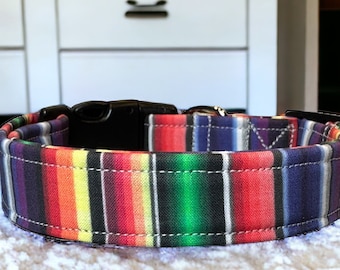 Fiesta striped dog collar, girl dog collar, boy dog collar, side release adjustable collar, washable dog collar, handmade dog collar