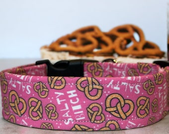 Salty bitch dog collar, funny dog collar, obscene dog collar, side release, adjustable, washable, fabric dog collar, handmade dog collar