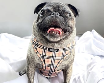 Tan Plaid Dog harness, soft dog harness, dog harness and leash set, neoprene dog harness, adjustable dog harness, washable dog harness