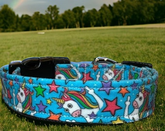 Unicorn dog collar, Funny dog collar, middle finger, obscene dog collar, wide collar, side release, adjustable, washable, fabric dog collar