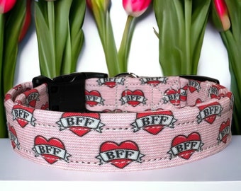 BFF dog collar, Girl dog collar, dog collar, Best Friend dog collar, tattoo dog collar, quick release collar, washable collar, adjustable