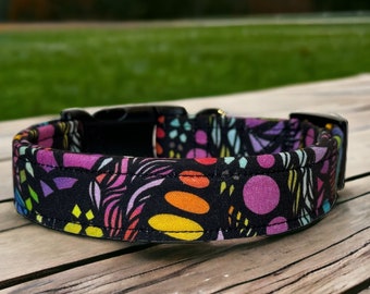 Rainbow dog collar, girl dog collar, boy dog collar, side release adjustable collar, washable dog collar, handmade dog collar, fabric collar