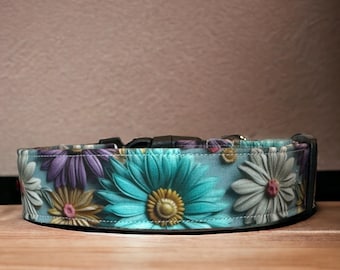 Flower dog collar, floral dog collar, dog collar girl, handmade dog collar, fabric dog collar, side release adjustable collar, washable