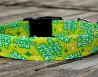 Funny dog collar, dog collar, collar for dogs, handmade dog collar, rub my belly for good luck, washable dog collar, boy dog collar