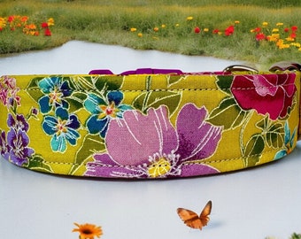 Spring Floral dog collar, handmade dog collar, side release, adjustable collar, washable dog collar, fabric dog collar, floral dog collar