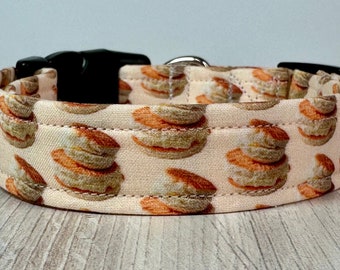 Biscuit dog collar, funny dog collar, dog collar, adjustable washable fabric collar, side release, food dog collar, handmade dog collar