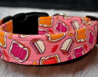 PB&J dog collar, peanut butter dog collar, jelly dog collar, funny dog collar, food dog collar, dog collar girl, fabric dog collar