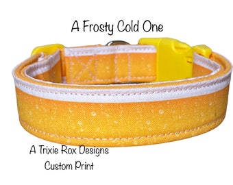 Beer dog collar, funny dog collar, yellow dog collar, adjustable collar, side release collar, washable collar, eco friendly, beer lover, dog