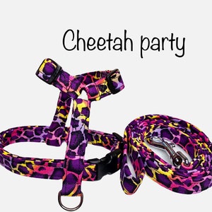 Dog harness, cheetah dog harness, Harness and leash set, step in harness, standard harness, dog harness set, adjustable harness