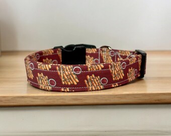 Breadstick dog collar, funny dog collar, food dog collar, handmade dog collar, side release, adjustable collar, washable fabric dog collar