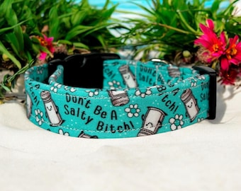 Don’t be a Salty Bitch Dog collar, handmade side release dog collar, girl dog collar, dog collar, custom dog collar, washable, adjustable