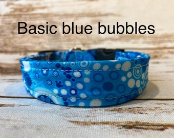 Dog Collar, dog collar girl, dog collar boy, bubble dog collar, adjustable collar, buckle dog collar, bubbles, basic blue, blue dog collar