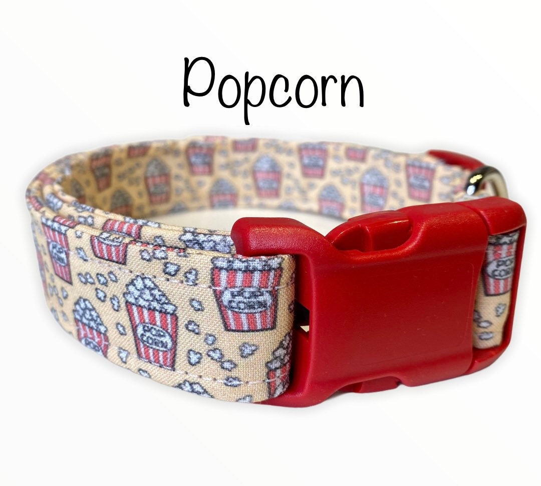Dog Collar Popcorn Dog Collar Yellow Dog Collar Fabric Dog Etsy