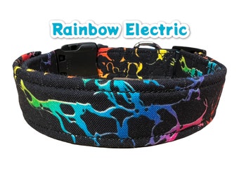 Rainbow dog collar, lightening dog collar, dog collar, dog collar boy, dog collar girl, washable dog collar, side release adjustable collar