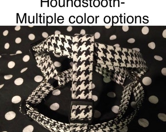 Dog harness, Harness and leash, step in harness, standard harness, dog harness set, adjustable, Houndstooth, pink, purple, black, green