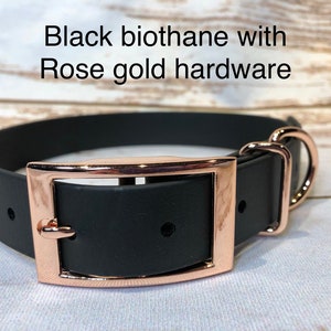Black Biothane Dog Collar: Waterproof Vegan Leather Buckle Collar