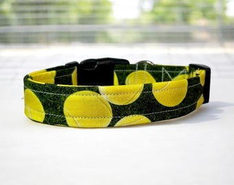 Handmade Tennis Ball Dog Collar: Washable, Personalized Side Release, handmade funny dog collars, side release, washable 