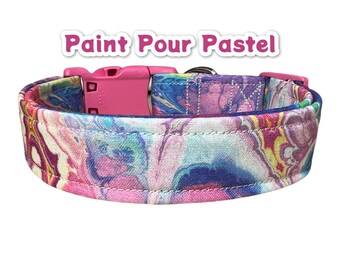 Dog collar, dog collar girl, side release collar, paint pour dog collar, cute dog collar, designer dog collar, washable, adjustable collar