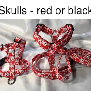 Skull Dog Harness and Leash Set: Adjustable Step-In or Standard Roman Harness