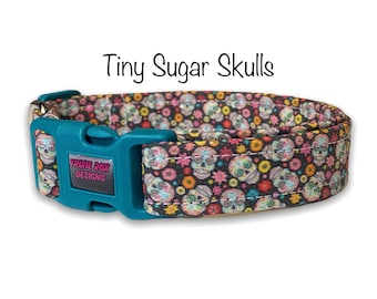 Sugar skull dog collar, dog collar, sugar skulls, skull dog collar, day of the dead, eco friendly collar, washable, adjustable, cat collar