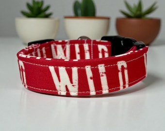 Handmade 'Wild' Red Dog Collar: Adjustable Fabric Pet Collar