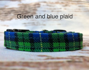 Dog Collar, dog collar boy, fabric dog collar, martingale collar, adjustable collar, buckle dog collar, plaid dog collar, green tartan plaid
