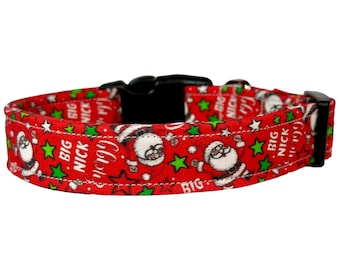 Christmas dog collar, Funny dog collar, Big Nick Energy, Side release adjustable collar, handmade dog collar, fabric dog collar, washable