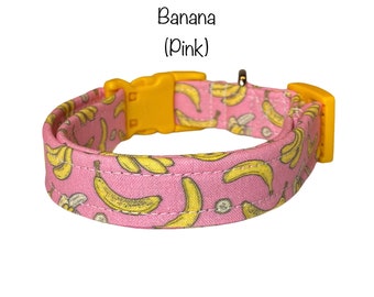 Banana dog collar, pink dog collar, Dog collar, food dog collar, funny dog collar, cat collar, adjustable, eco friendly collar, washable