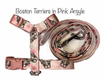 Dog Harness, dog harness and leash set, Boston terrier dog harness, boston terrier, standard Roman, step in harness, adjustable dog harness