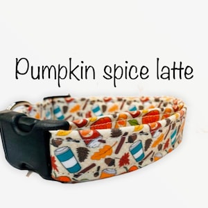 Pumpkin spice latte dog collar, dog collar, fall dog collar, pumpkin dog collar, adjustable, washable, eco friendly collar, PSL, fabric
