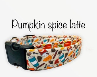 Pumpkin spice latte dog collar, dog collar, fall dog collar, pumpkin dog collar, adjustable, washable, eco friendly collar, PSL, fabric