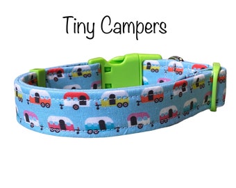 Camper dog collar, camping dog collar, happy camper, tiny camper, glamping, eco friendly collar, cat collar, dog collar, washable, campers