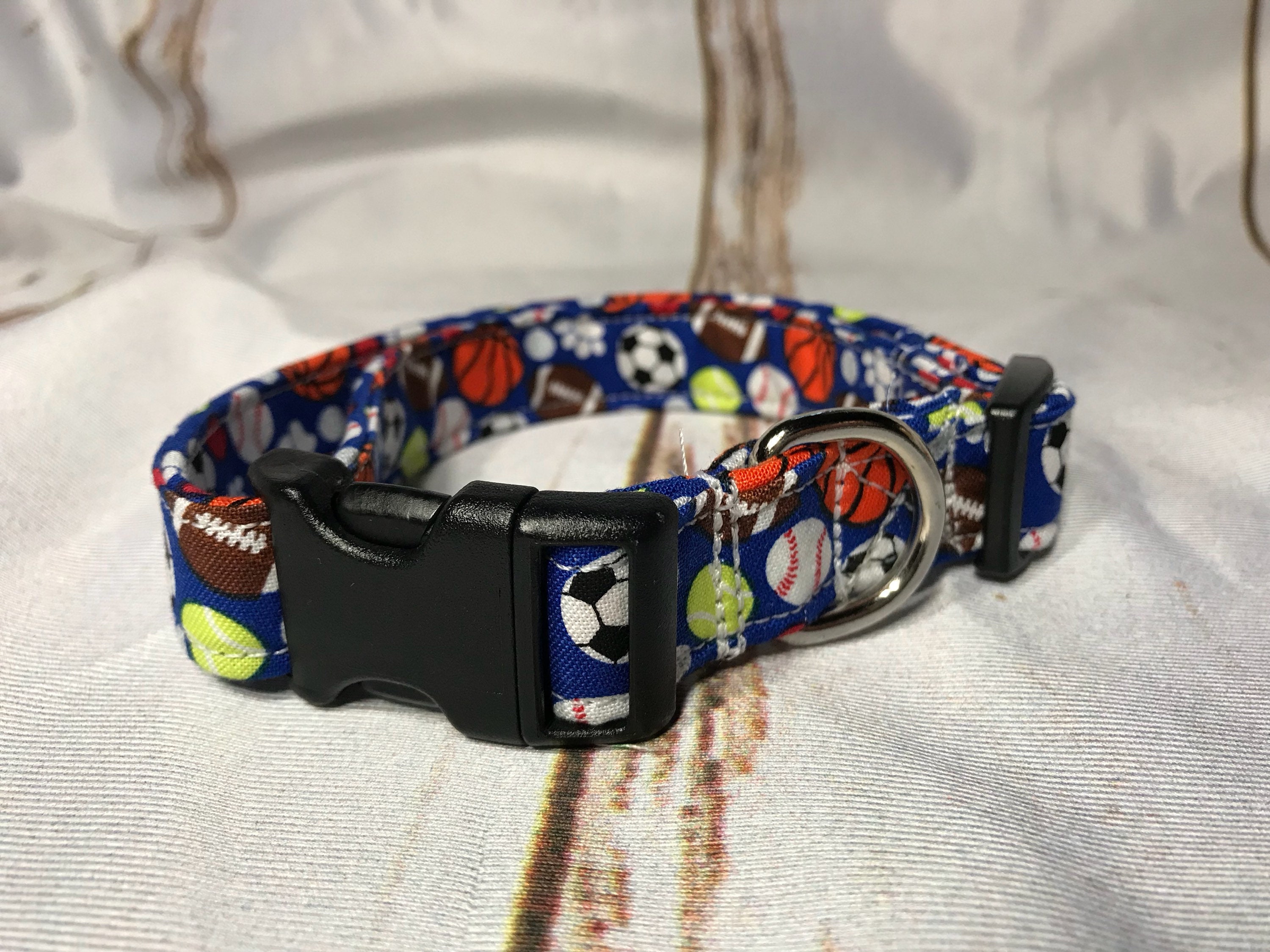 Sports dog collar, balls dog collar, boy dog collar, funny dog collar