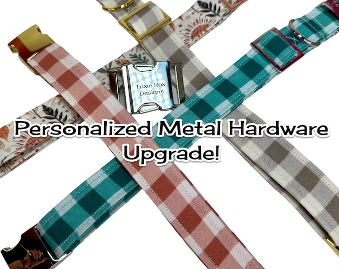 Featured listing image: Engraved metal hardware buckle upgrade, metal side release upgrade, metal side release dog buckle, personalized dog collar buckle